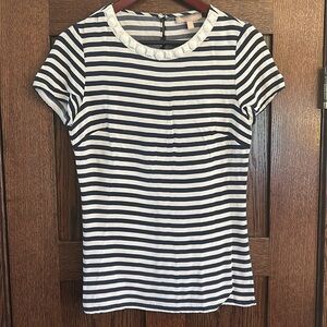 Banana Republic Navy & White Striped Blouse Jewel Neckline Women’s Size 4